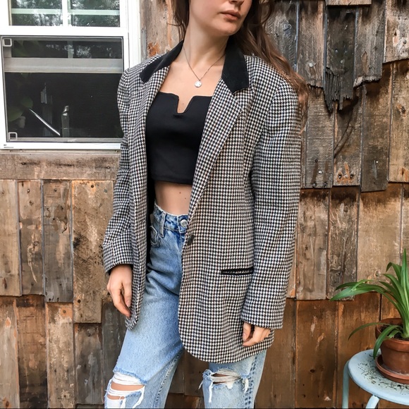 Casablanca Jackets & Blazers - Vintage Oversized Houndstooth Blazer Long Line